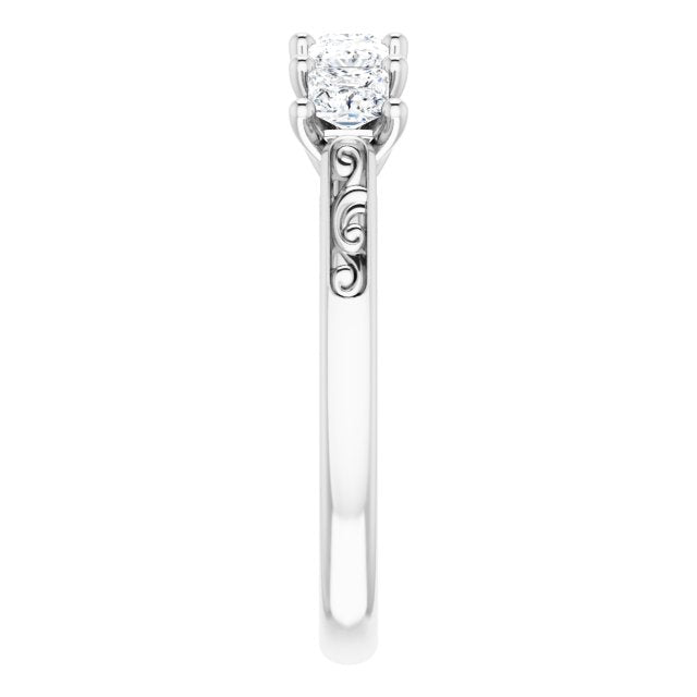 0.90 ct. Shared Prong Princess Cut Diamond Filigree Accent Wedding Band-VIRABYANI